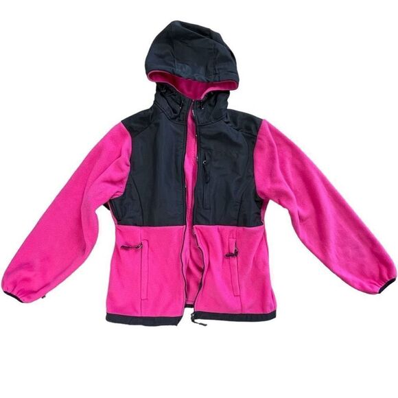 i5 Apparel Women's Black & Pink Full Zip Fleece Hooded Jacket Medium - Picture 1 of 9
